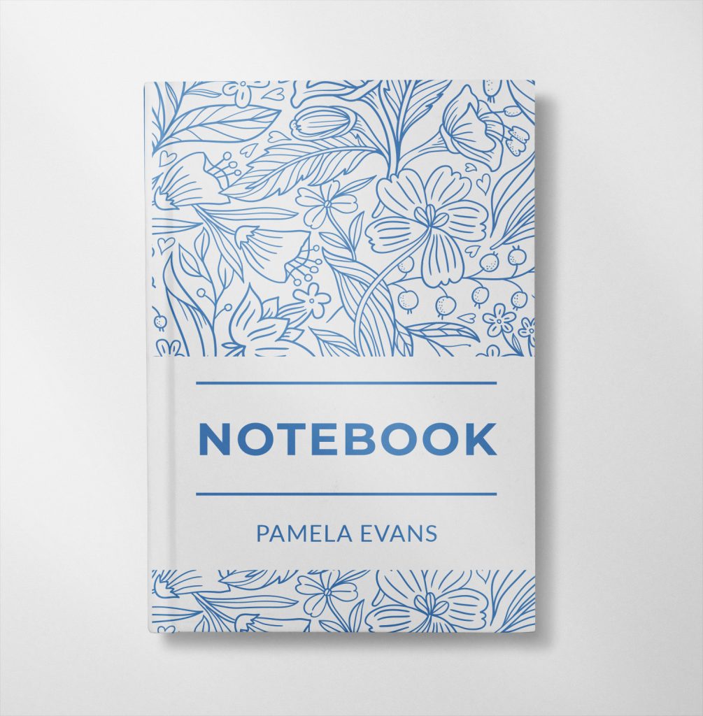 personalised Blue Floral illustration design notebook