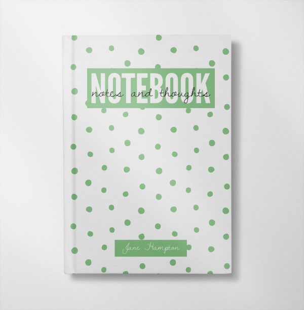 personalised green dots design notebook