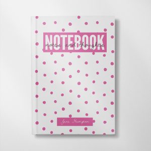 personalised pink dots design notebook