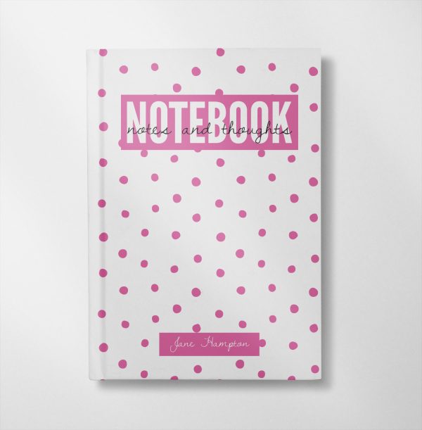 personalised pink dots design notebook