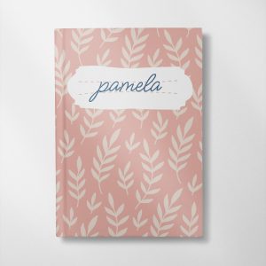 personalised Dusty pink leaves design notebook