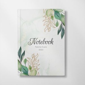 personalised Green grey floral watercolour design notebook