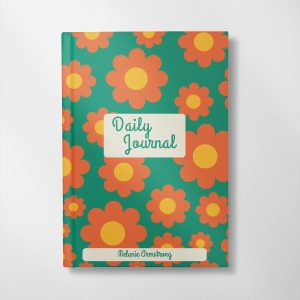 personalised Green & orange flowers design notebook