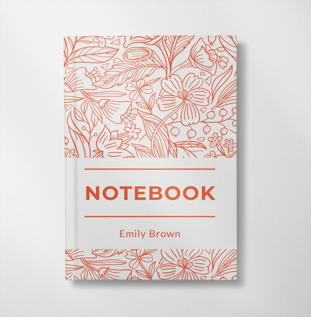 personalised Orange floral illustration design notebook