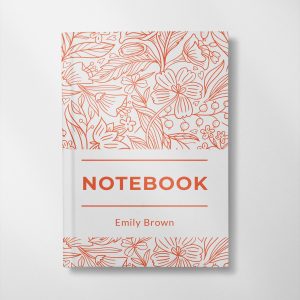 personalised Orange floral illustration design notebook