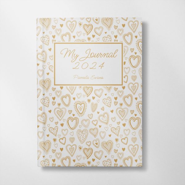 personalised gold hearts design notebook