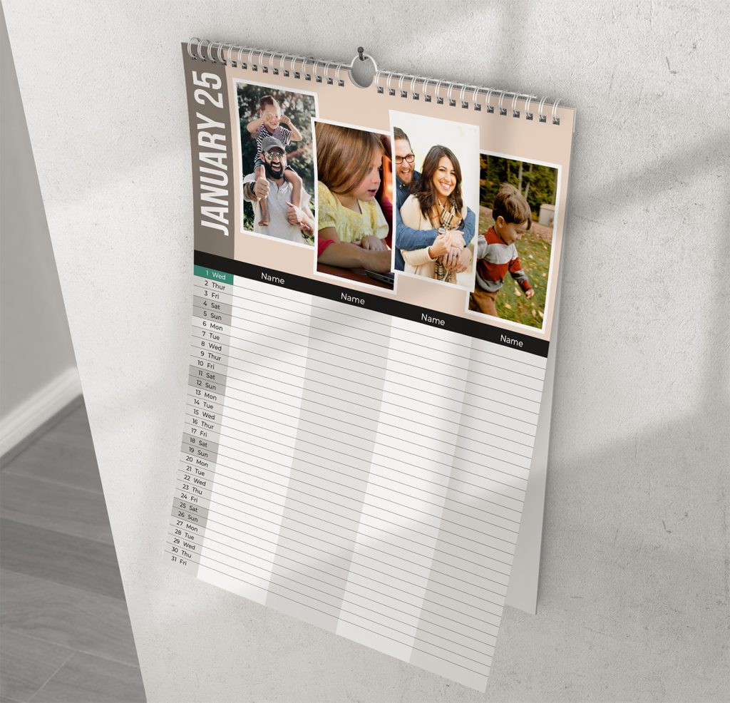 2025 family planner calendar with photo upload