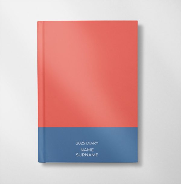 2025 Diary - Coral and Pacific Blue - Block Colour